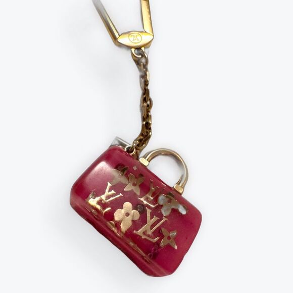 Louis Vuitton Bag Charm Pink Gold Pomme D’Amour Inclusion Speedy Keychain Auth - Picture 6 of 16